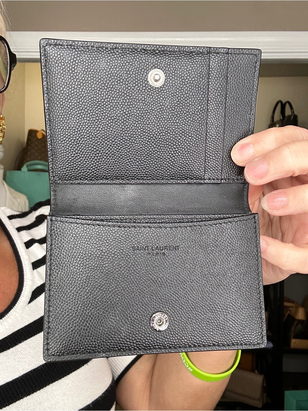 Saint Laurent Black Pebbled Leather Compact Wallet - Picture 8 of 11
